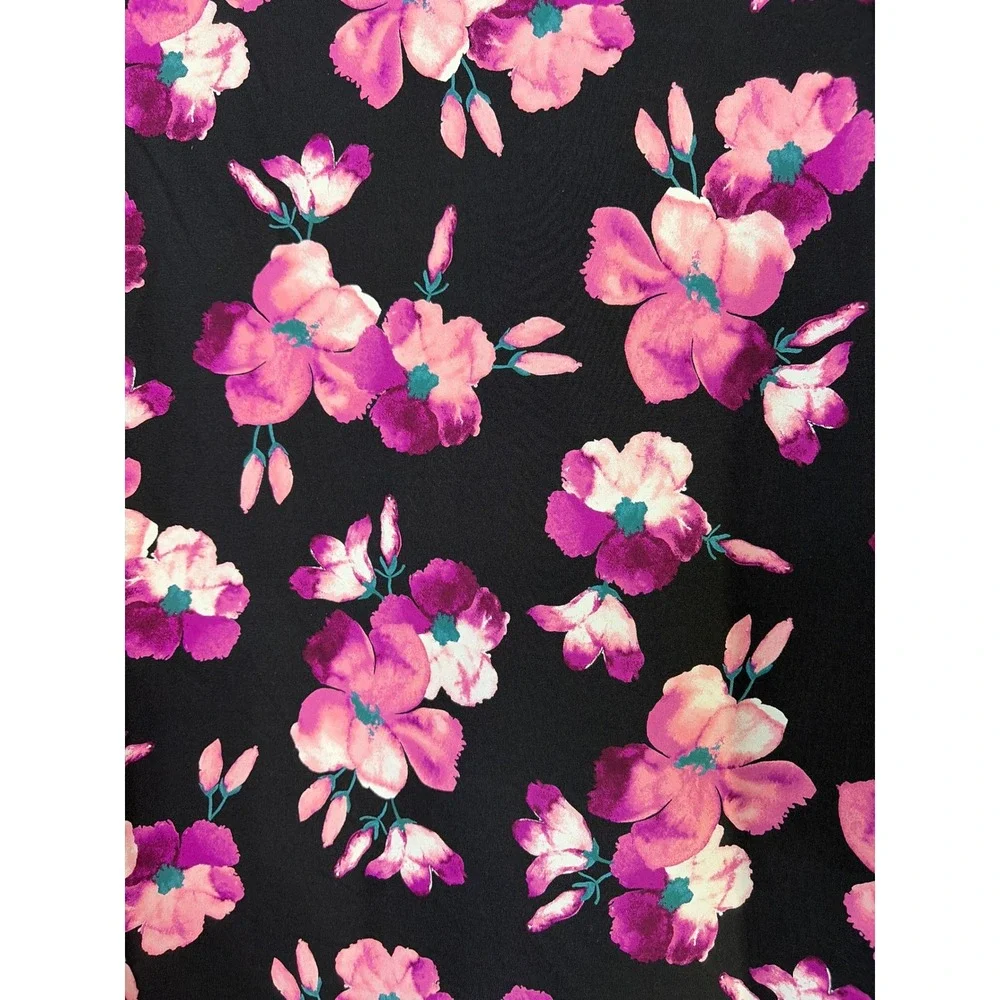 Lands End Womens Black Pink Floral‎ Athleisure Tank Dress Medium 10-12